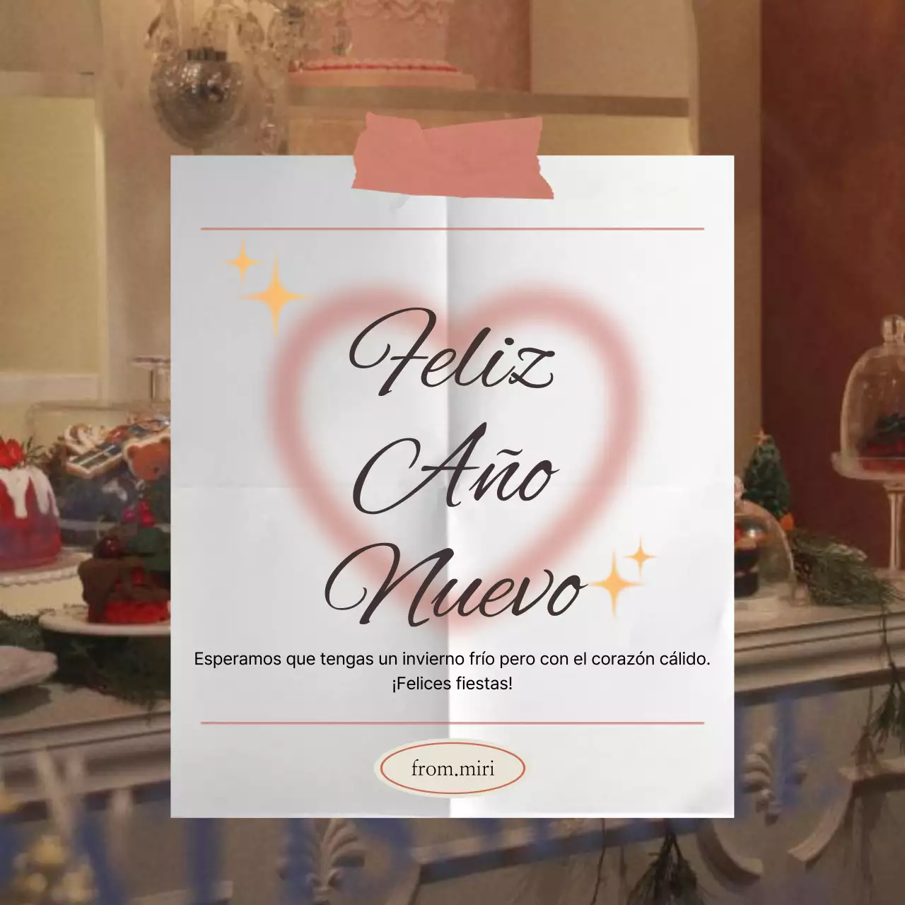 Celebración de Año Nuevo Beige Vintage