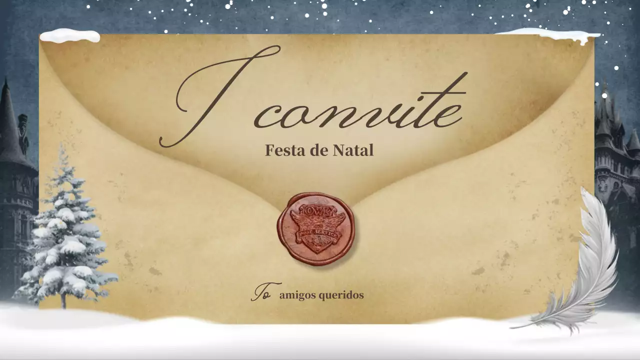 convite de Natal clássico bege