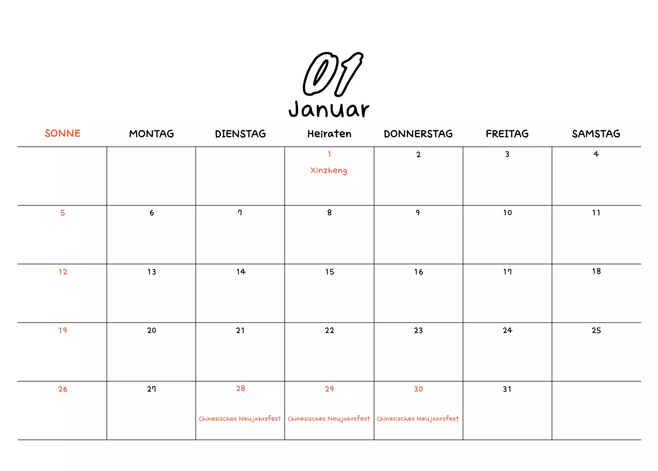 Niedlicher Neujahrs-Fotokalender