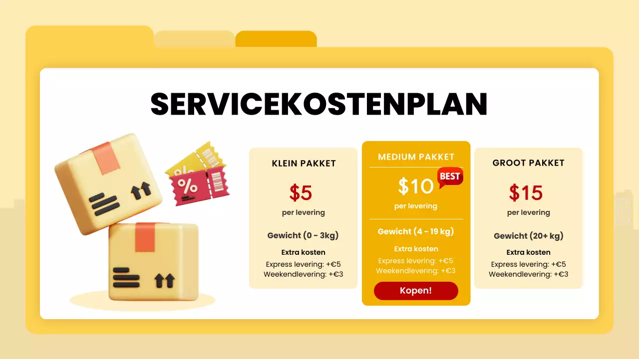 gele moderne leveringsaankondiging