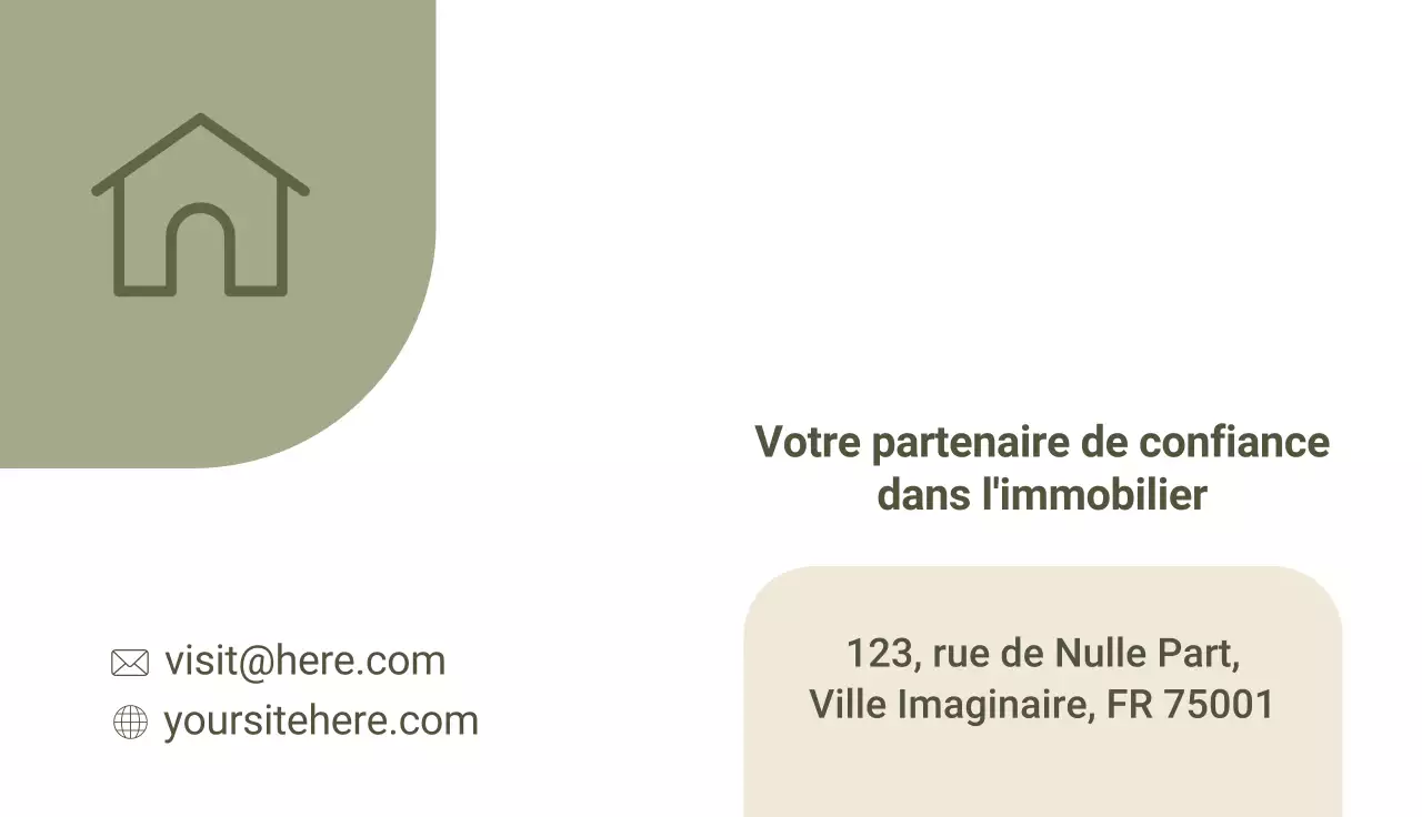 carte de visite sage et moderne pour l'immobilier