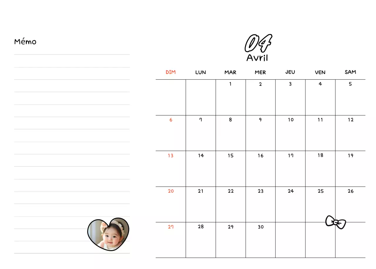 Agenda du Nouvel An blanc et joli