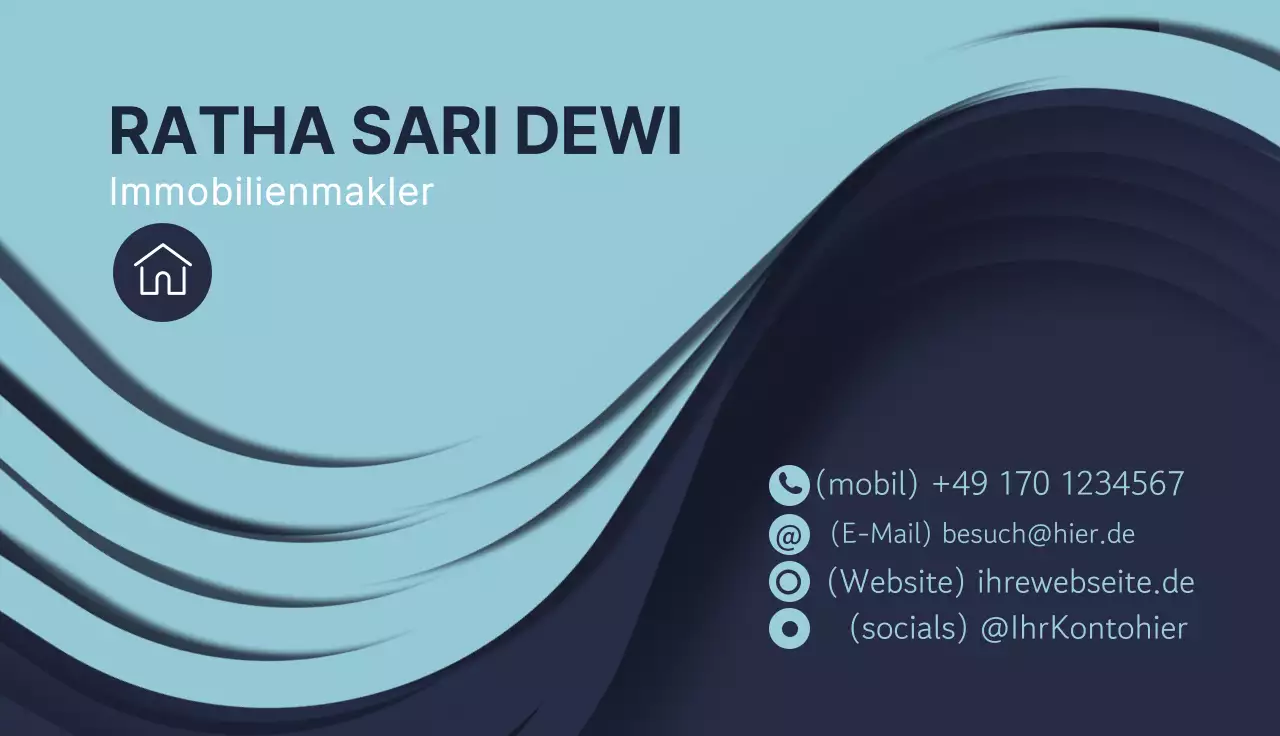 blaue moderne Immobilien-Visitenkarte
