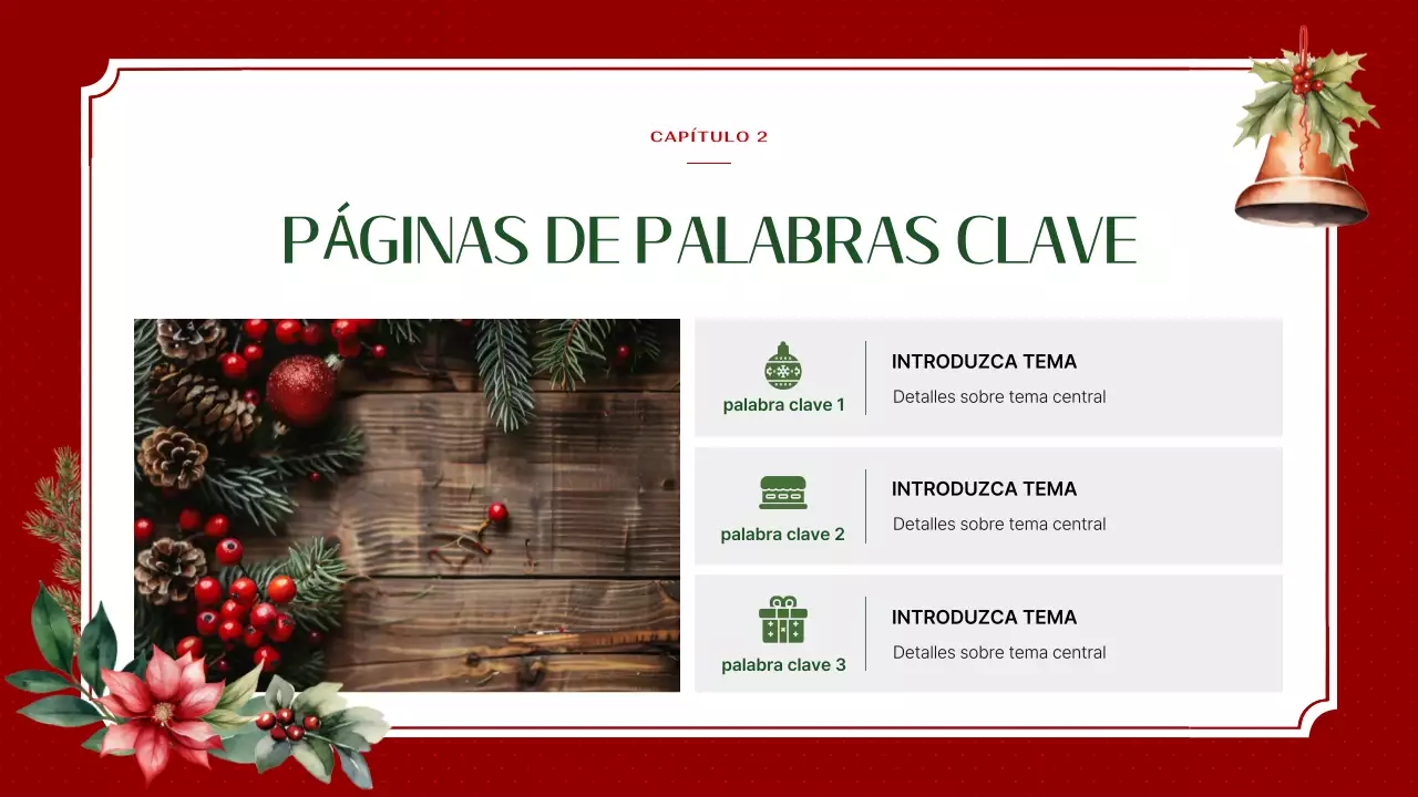 Lujoso planificador de fondo navideño en rojo