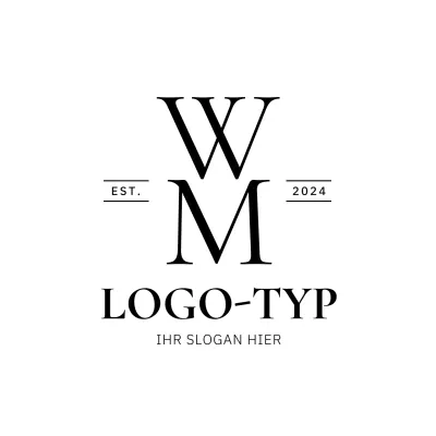 schwarzer minimalistischer Buchstabe WM Logo