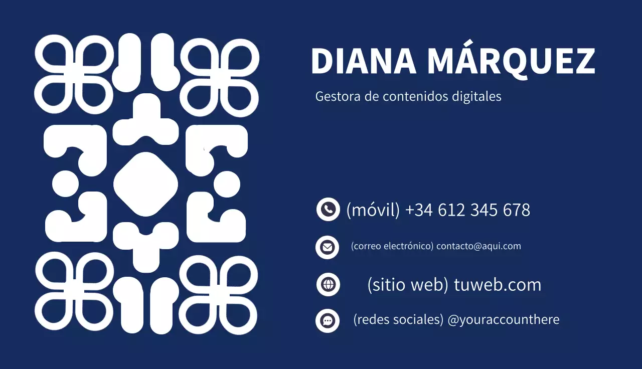 tarjeta de visita personal gestor de contenidos digitales