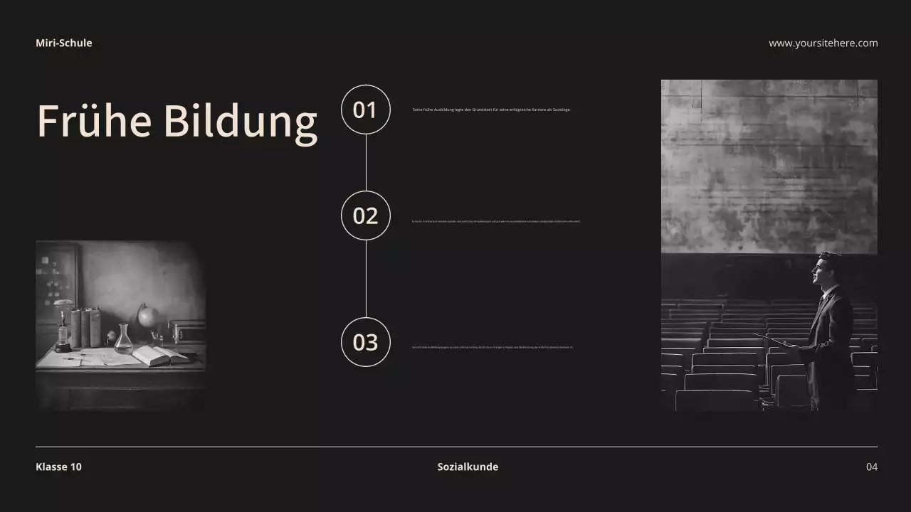 Beige und Schwarz Moderne Biographie Klasse Material Einführung Präsentation