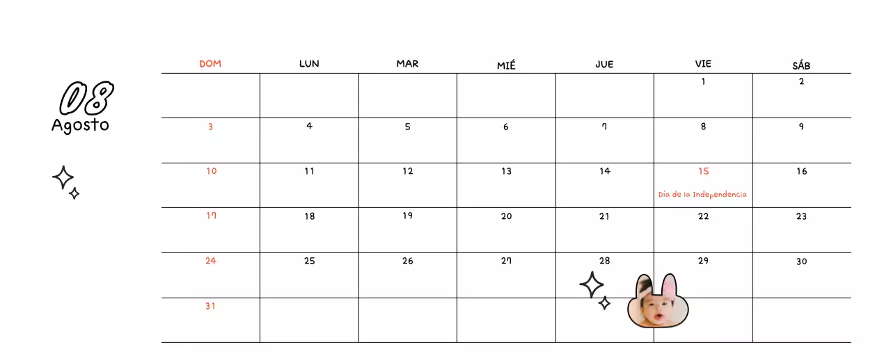 Bonito calendario con fotos de Año Nuevo