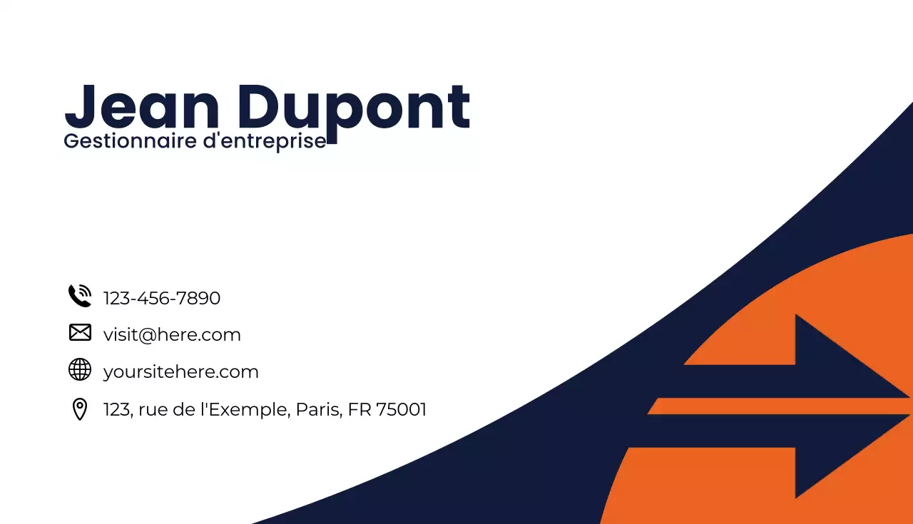 Carte de visite moderne orange