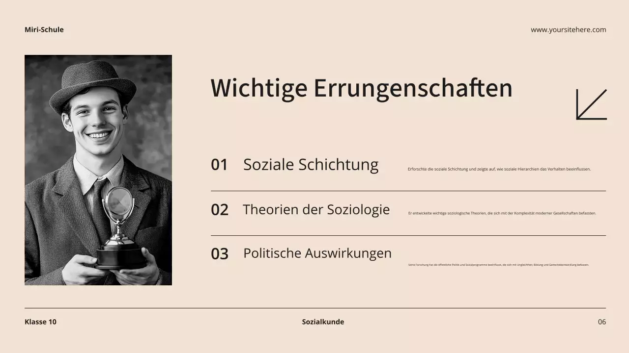 Beige und Schwarz Moderne Biographie Klasse Material Einführung Präsentation