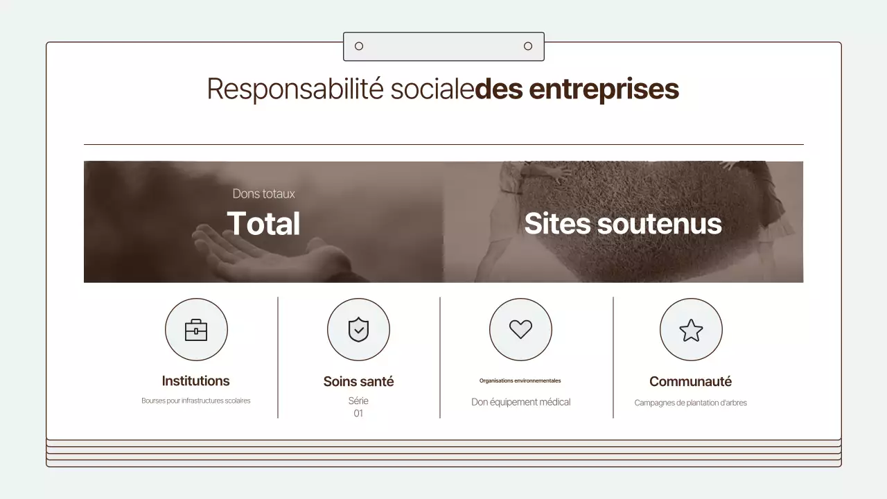 Un rapport sur la responsabilité sociale des entreprises propre et bleu clair