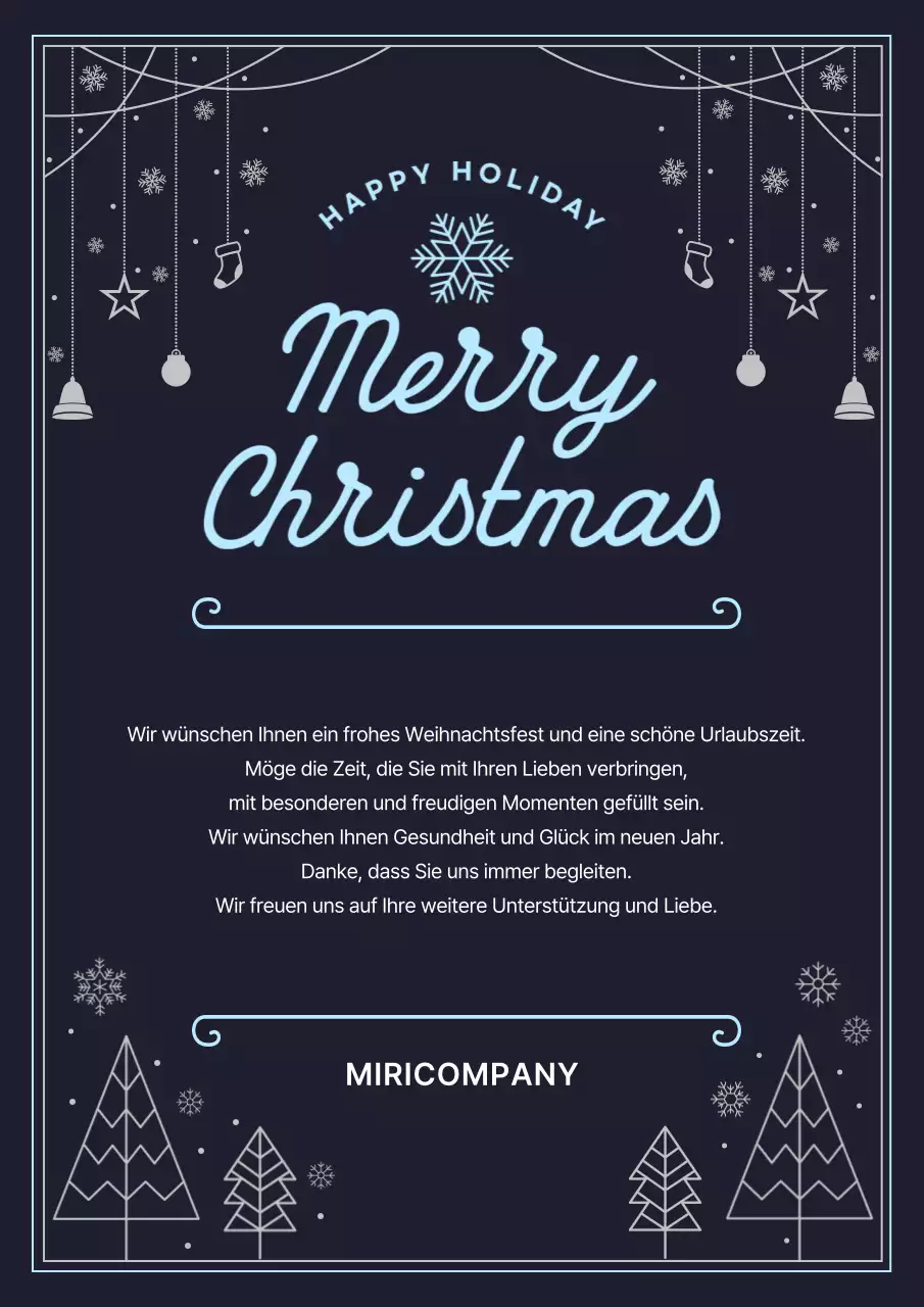 Schwarz Einfache Weihnachtsgrüße