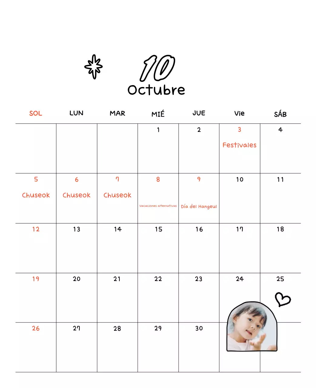 Adorable calendario de Año Nuevo