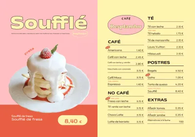 Carta de postres sencilla de color rosa