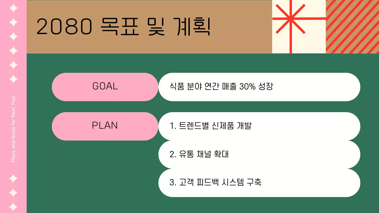 핑크색의 아기자기한 회사 연말 발표자료