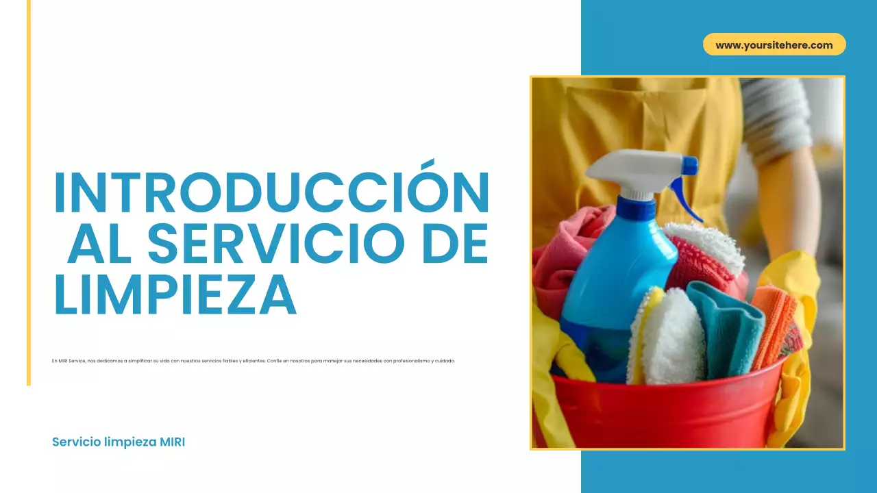 azul amarillo moderno servicio de limpieza promoción