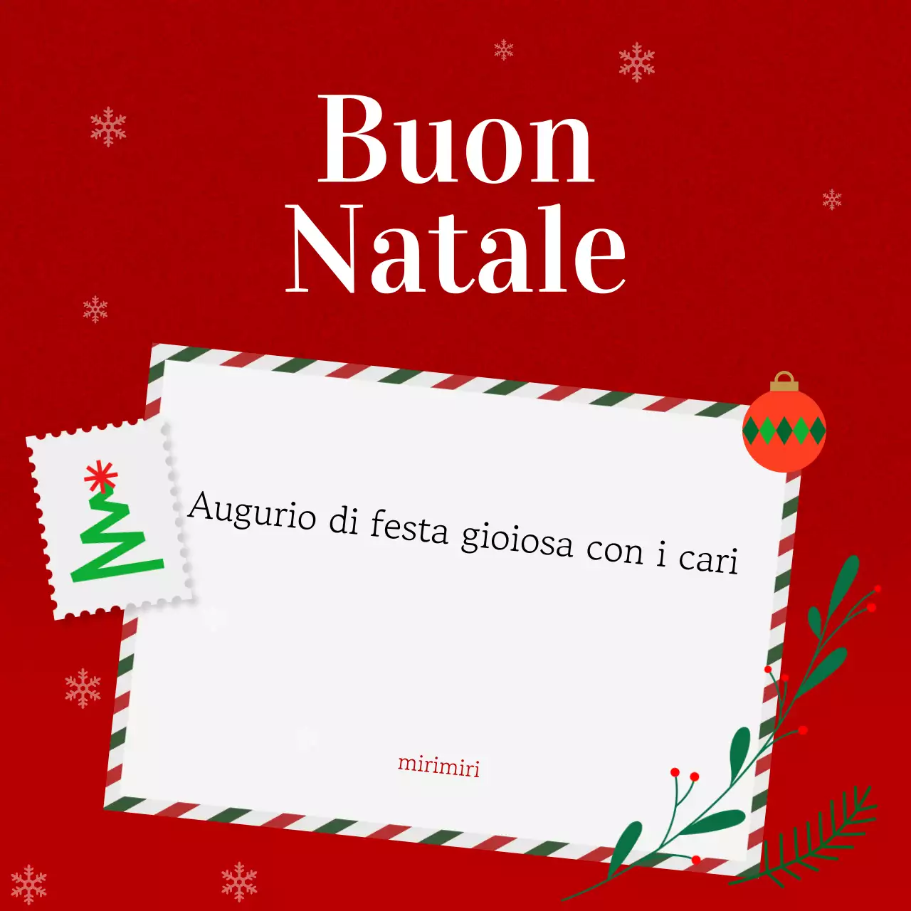 Biglietto di Natale rosso semplice