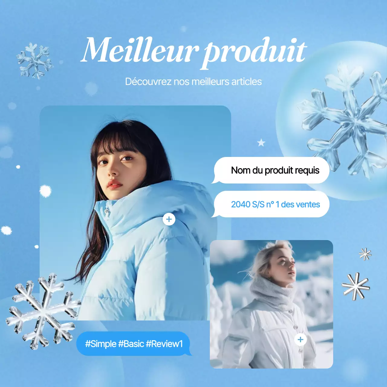 Une publicité de marque bleu clair, pour la beauté de l'hiver