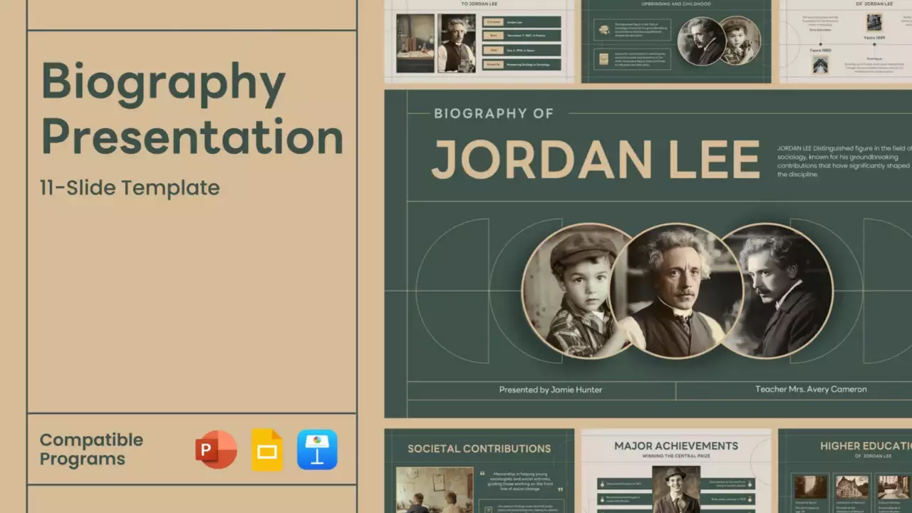 grüner Klassiker der Biografiepräsentation