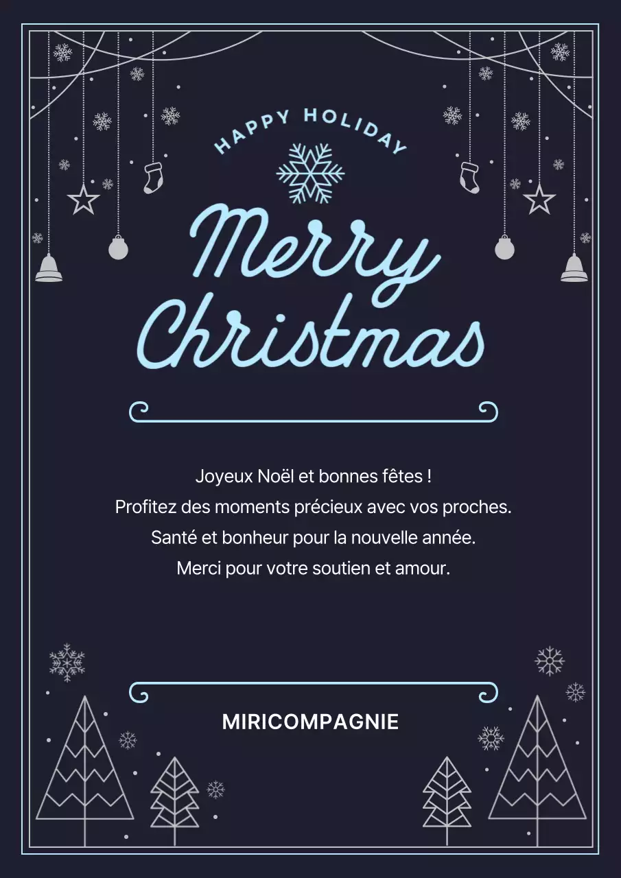 Vœux de Noël simples en noir