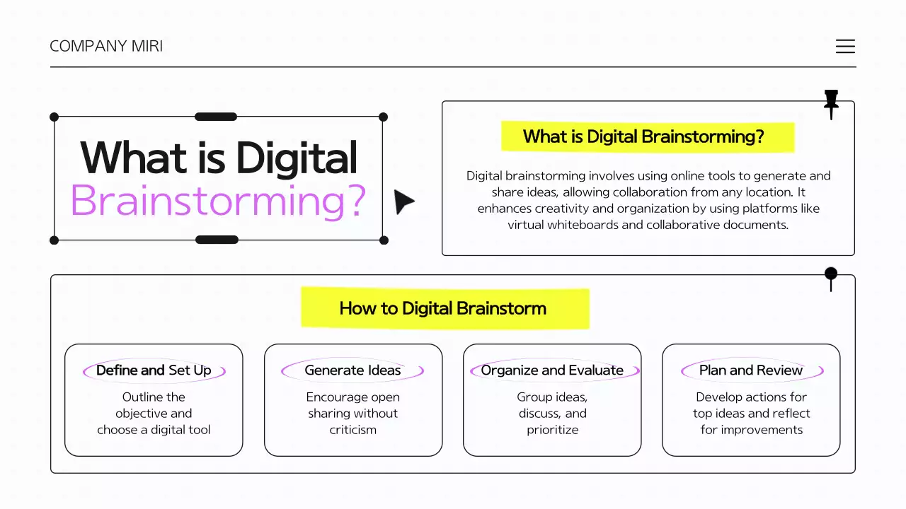 Bài thuyết trình hướng dẫn động não tối giản màu vàng