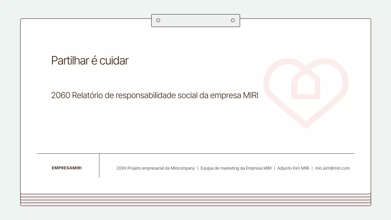 Um relatório de responsabilidade social das empresas limpo e azul claro