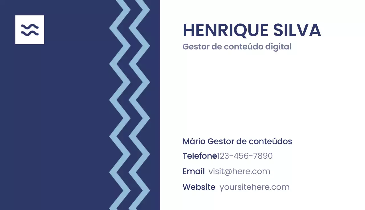 cartão de visita moderno em azul marinho