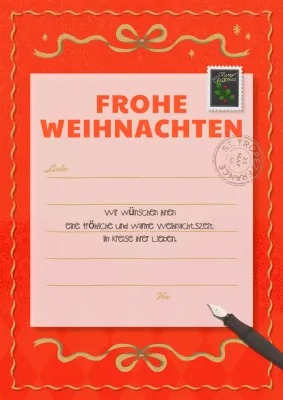 Rote Vintage-Weihnachtskarte