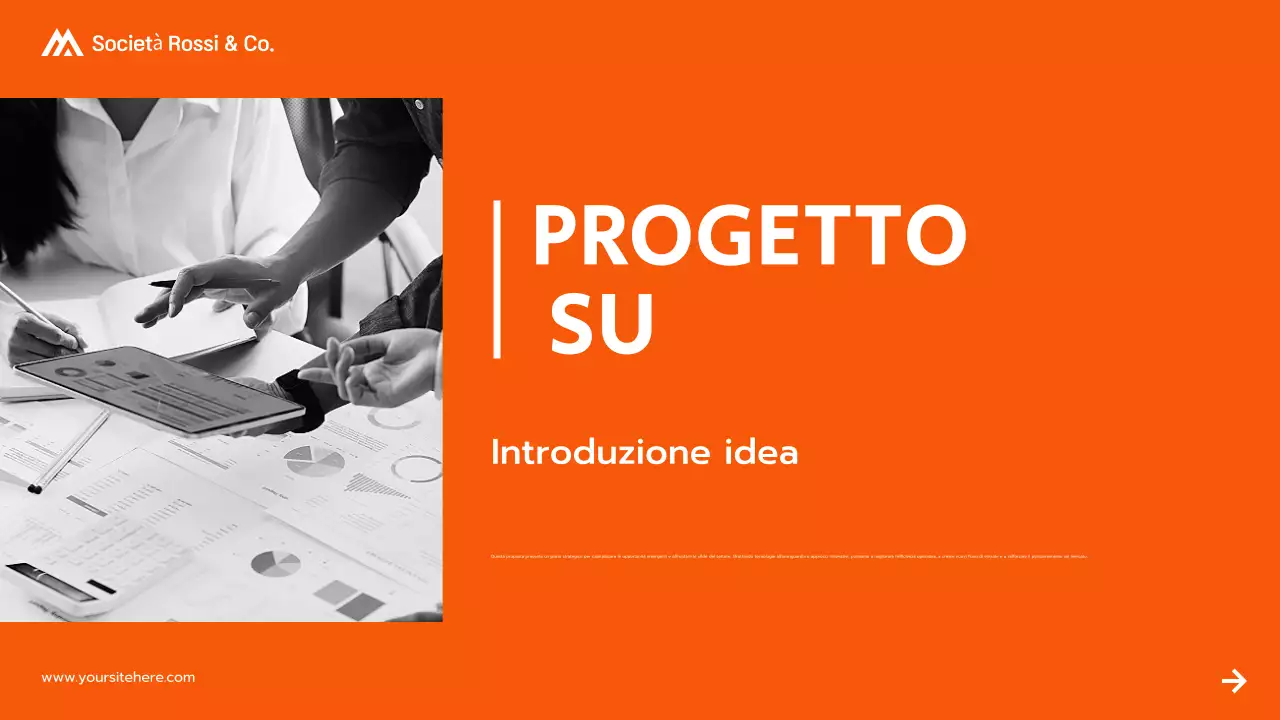 presentazione di una proposta di progetto moderno arancione