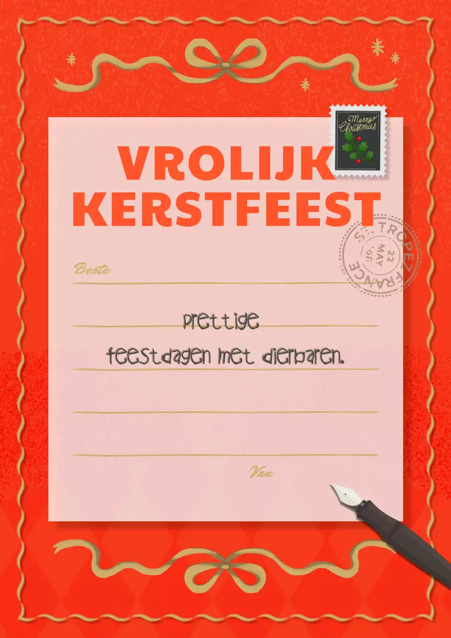 Rode Vintage Kerstkaart