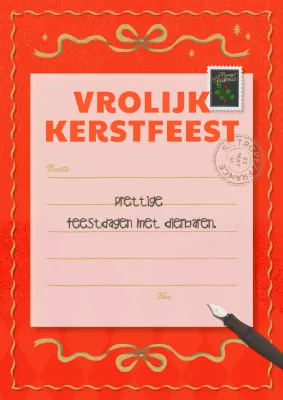 Rode Vintage Kerstkaart