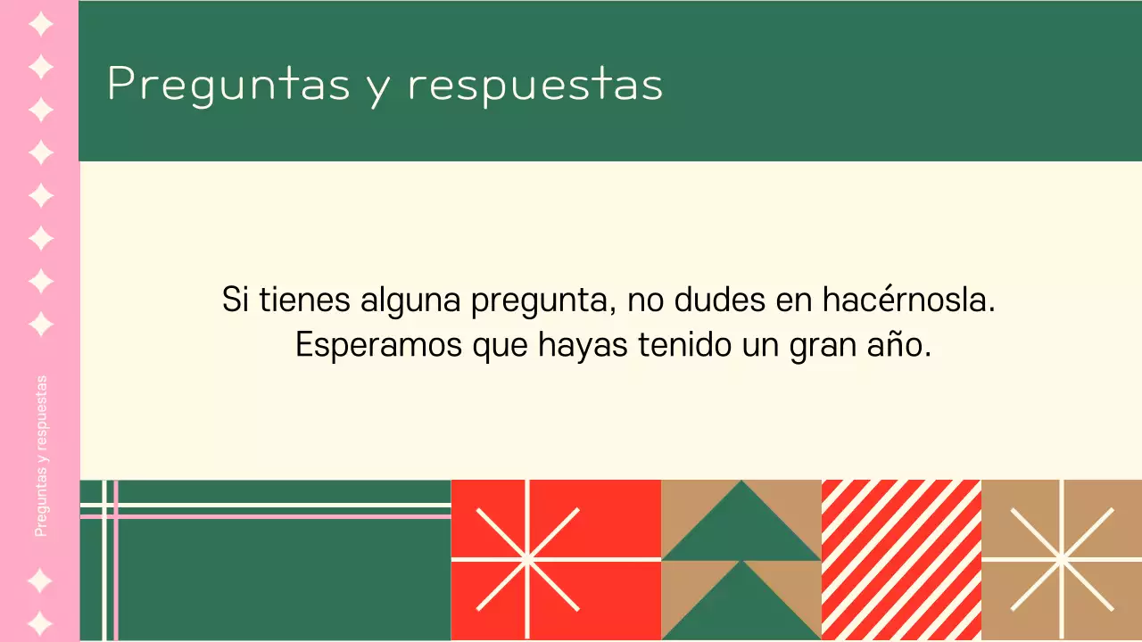 Una bonita presentación rosa de fin de año para la empresa