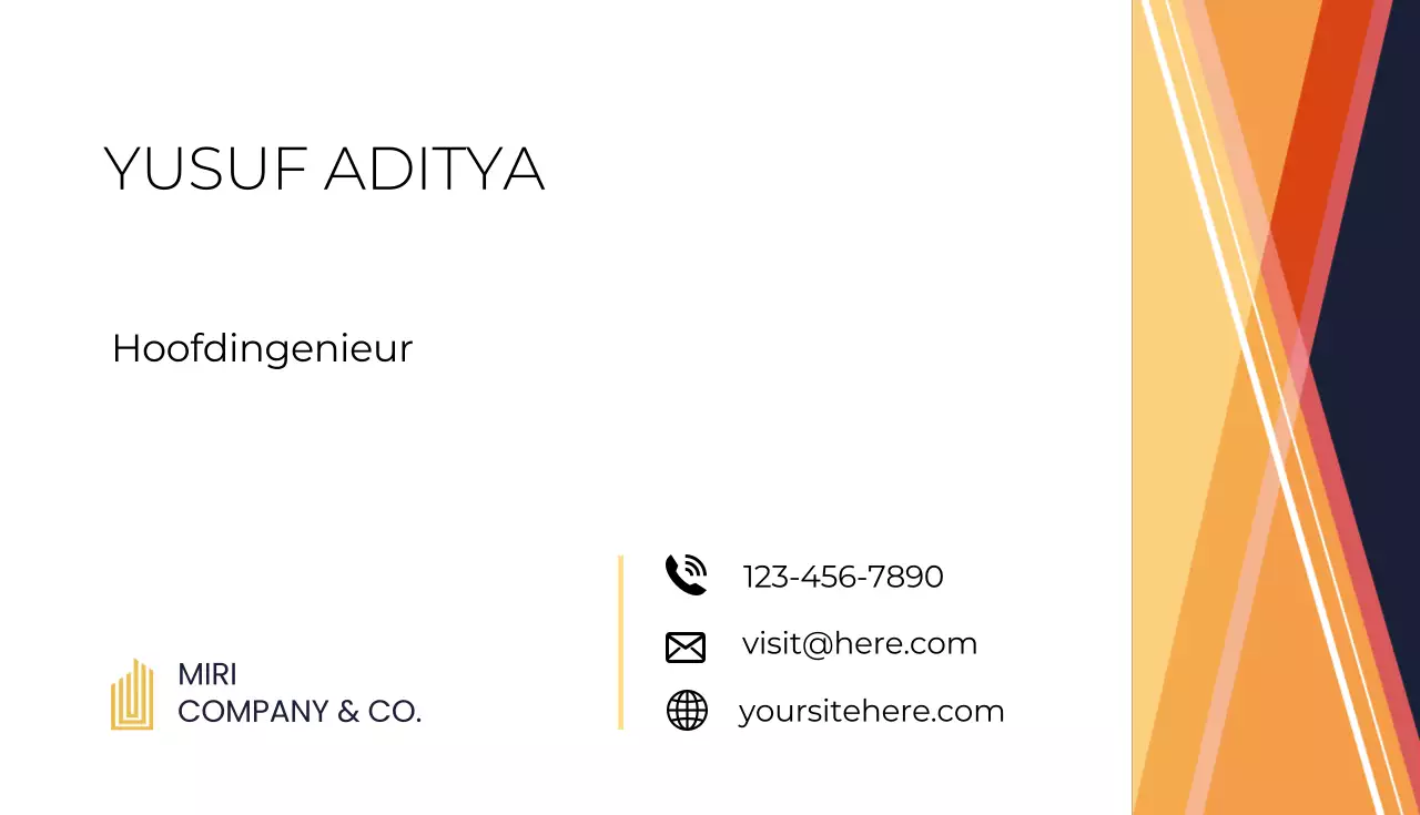geometrisch oranje visitekaartje