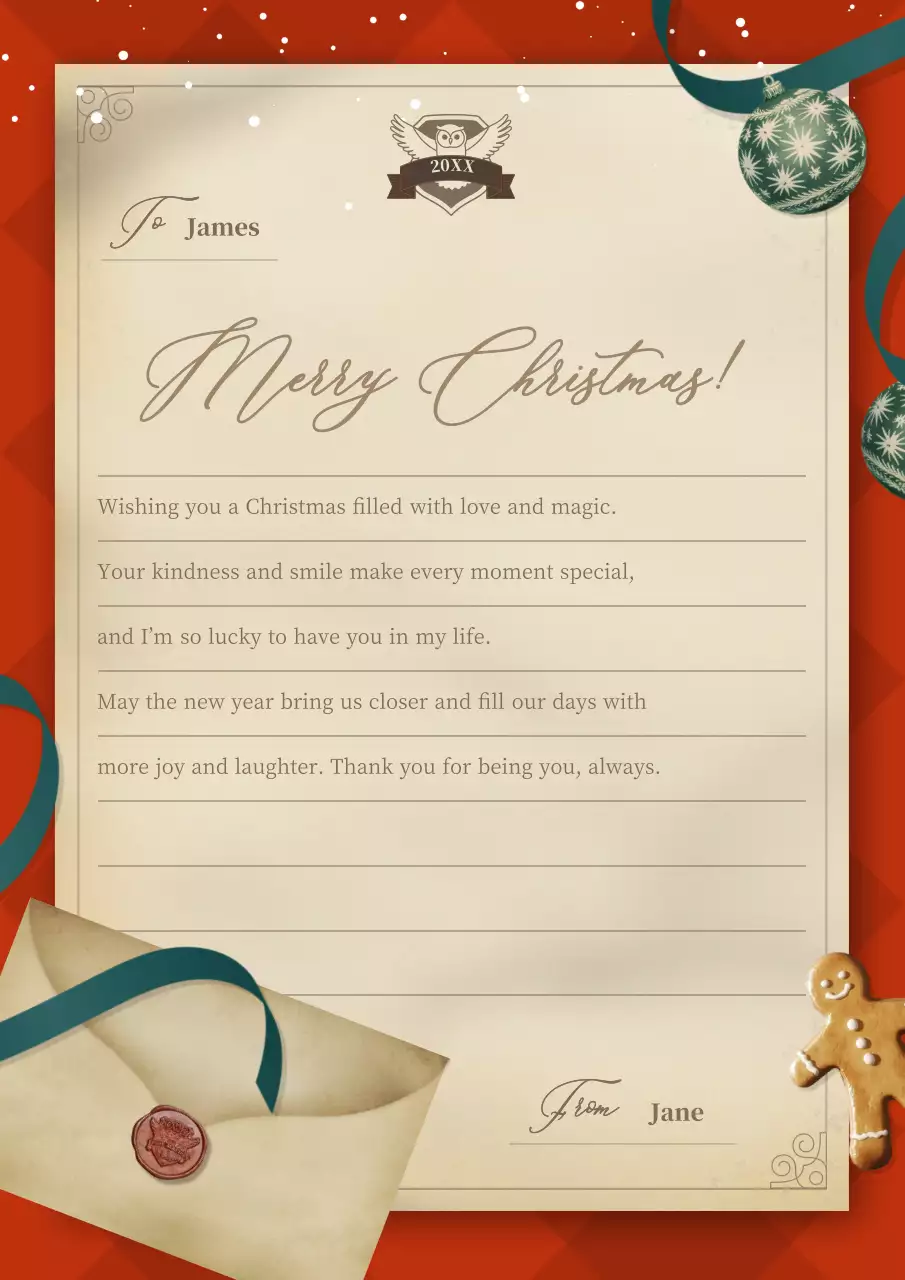 Red Traditional Christmas Letter Poster
