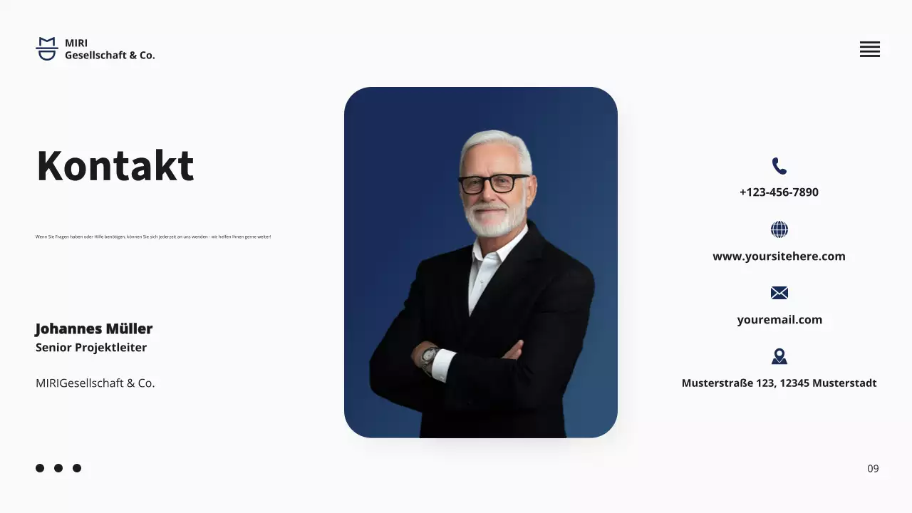 Navy Business Projektvorlage Präsentation