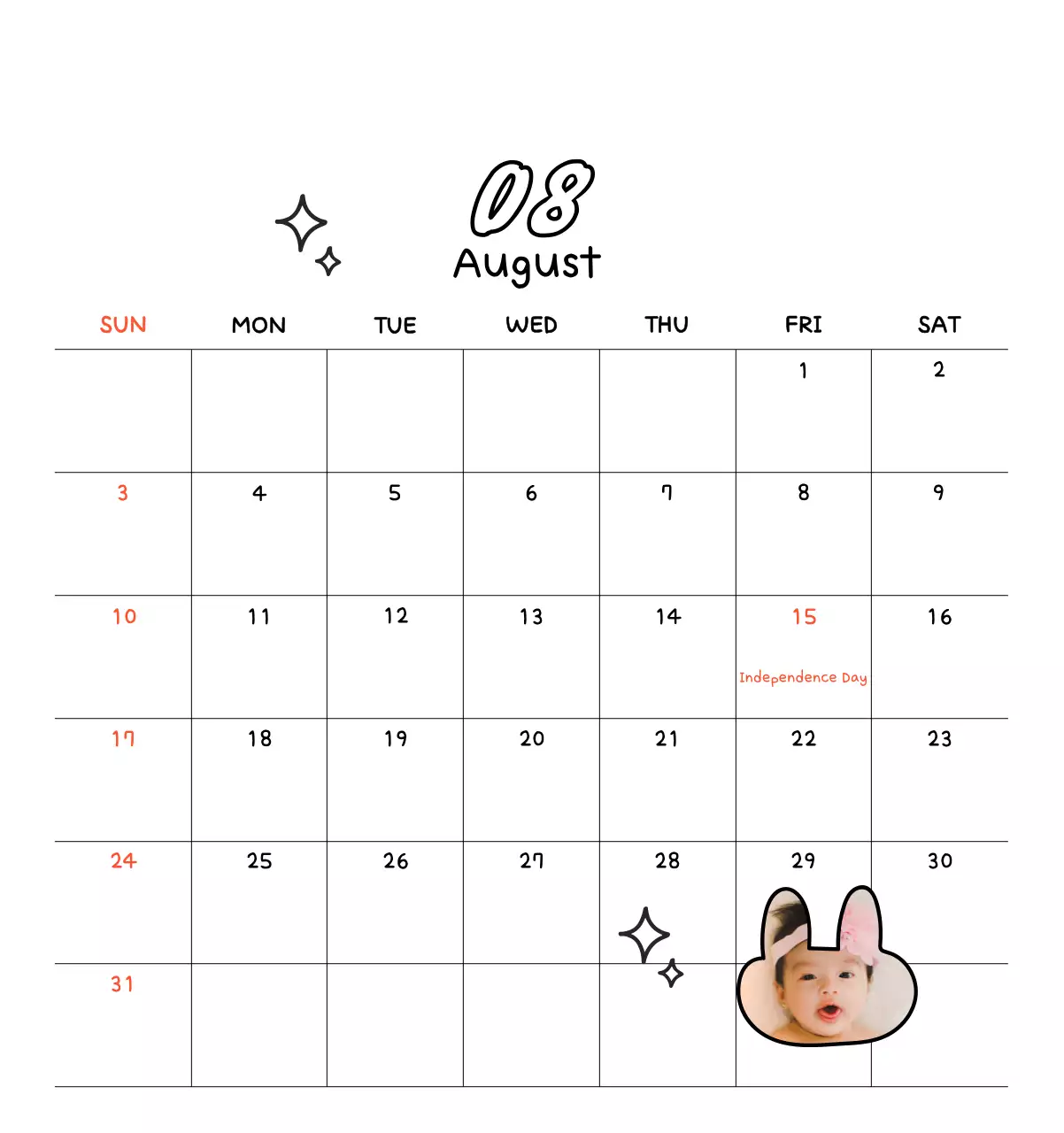 Kalender foto Tahun Baru yang lucu