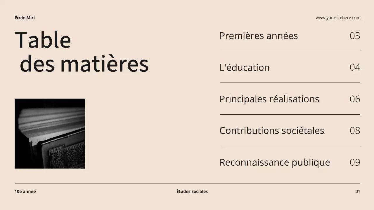 Beige et noir Biographie moderne Matériel de cours Introduction Présentation