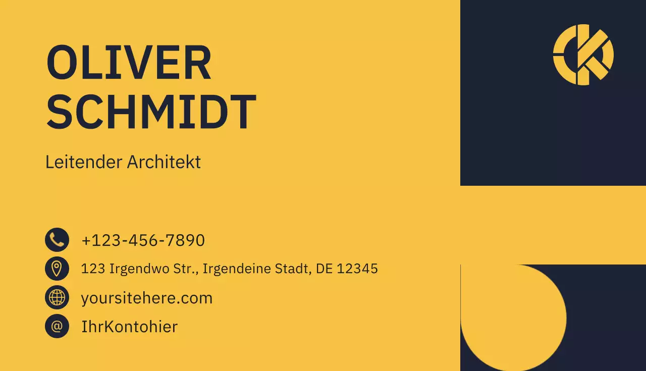 Gelbe moderne Visitenkarte