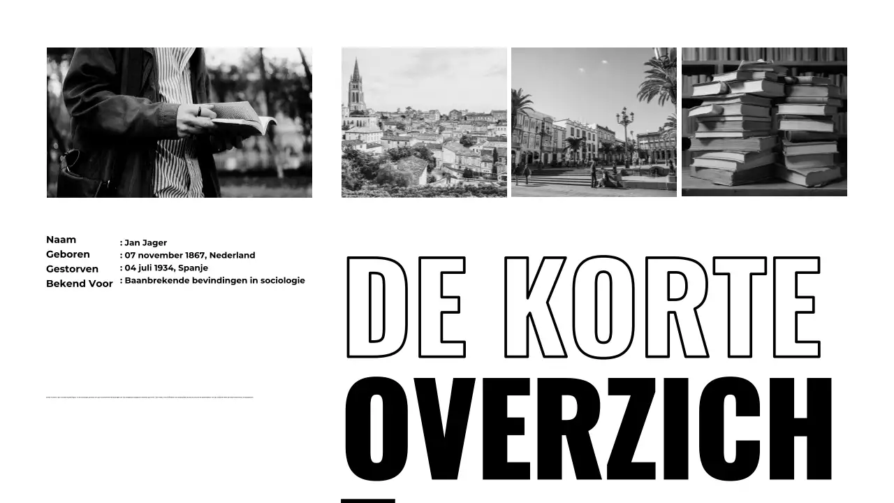 Zwart-wit biografiepresentatie