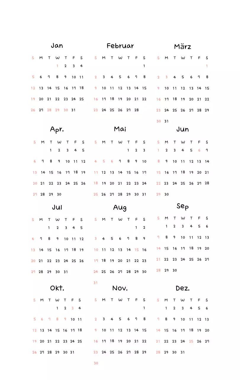 Niedlicher Neujahrs-Fotokalender