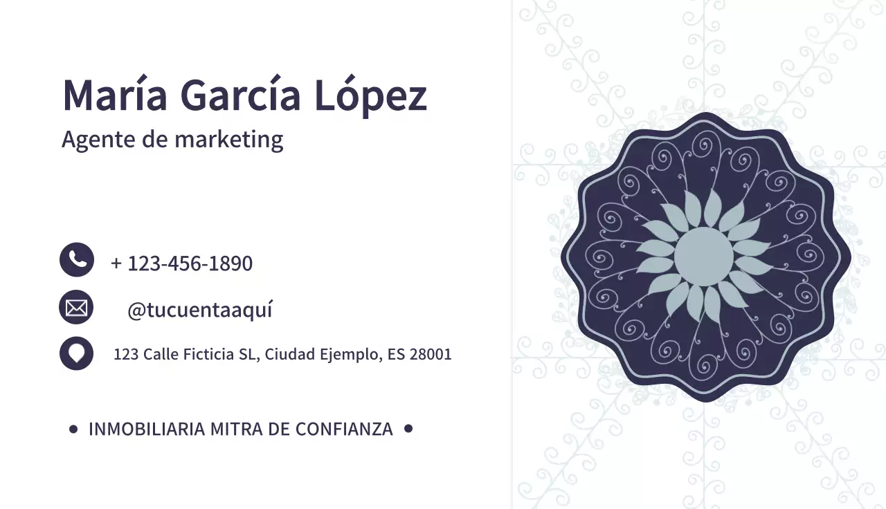 Tarjeta de visita blanca de un agente de marketing