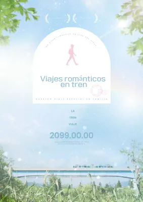 Anuncio de viaje sencillo en azul claro