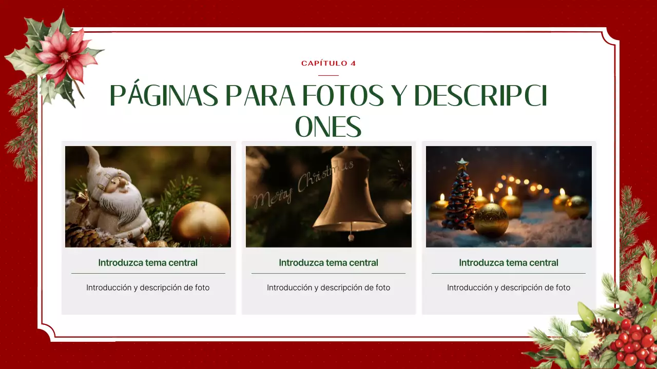 Lujoso planificador de fondo navideño en rojo