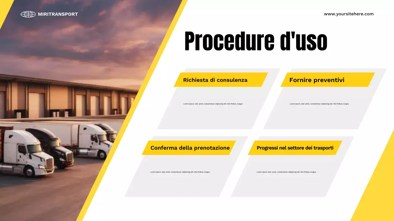 presentazione del trasporto moderno giallo