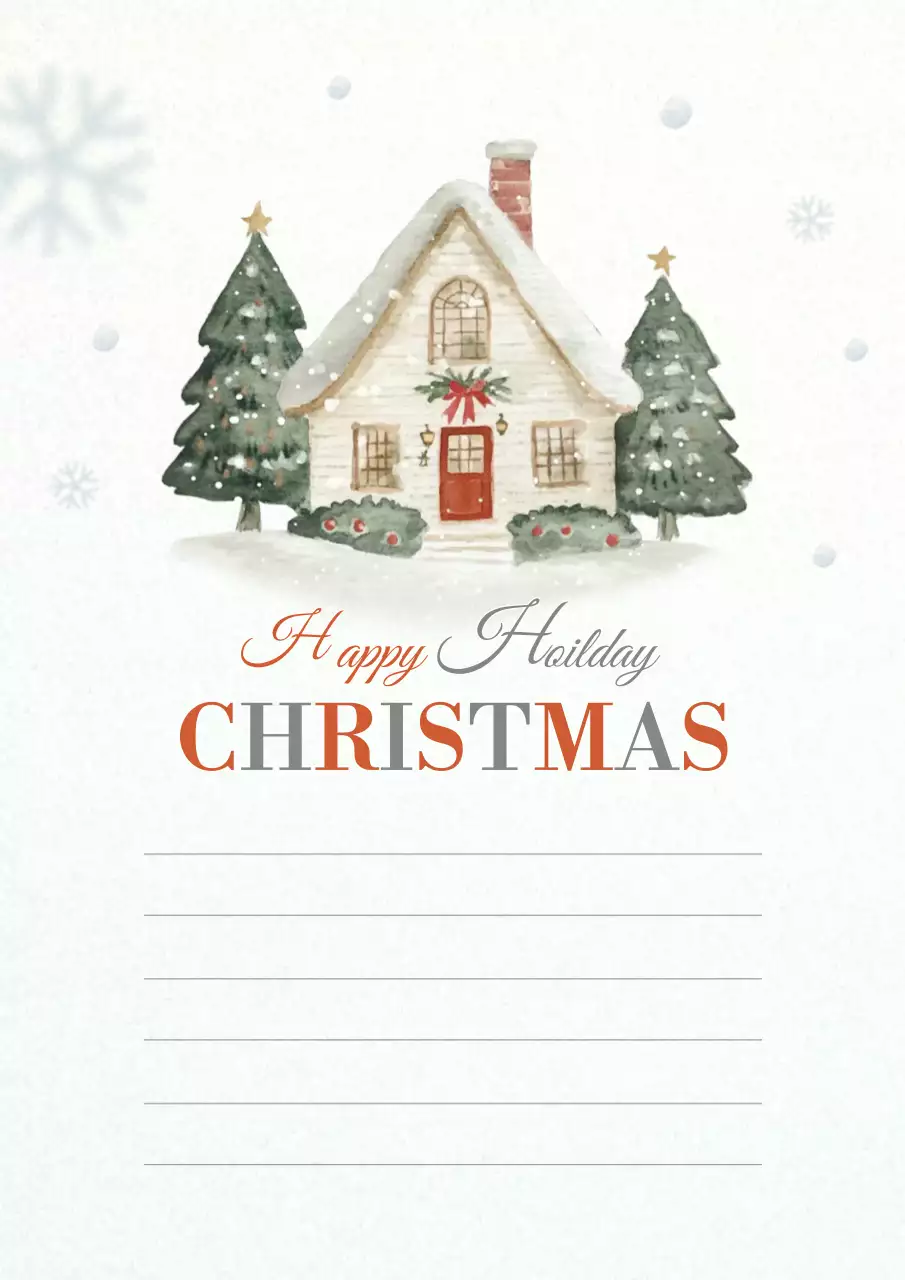 Poster thiệp Giáng sinh truyền thống màu trắng