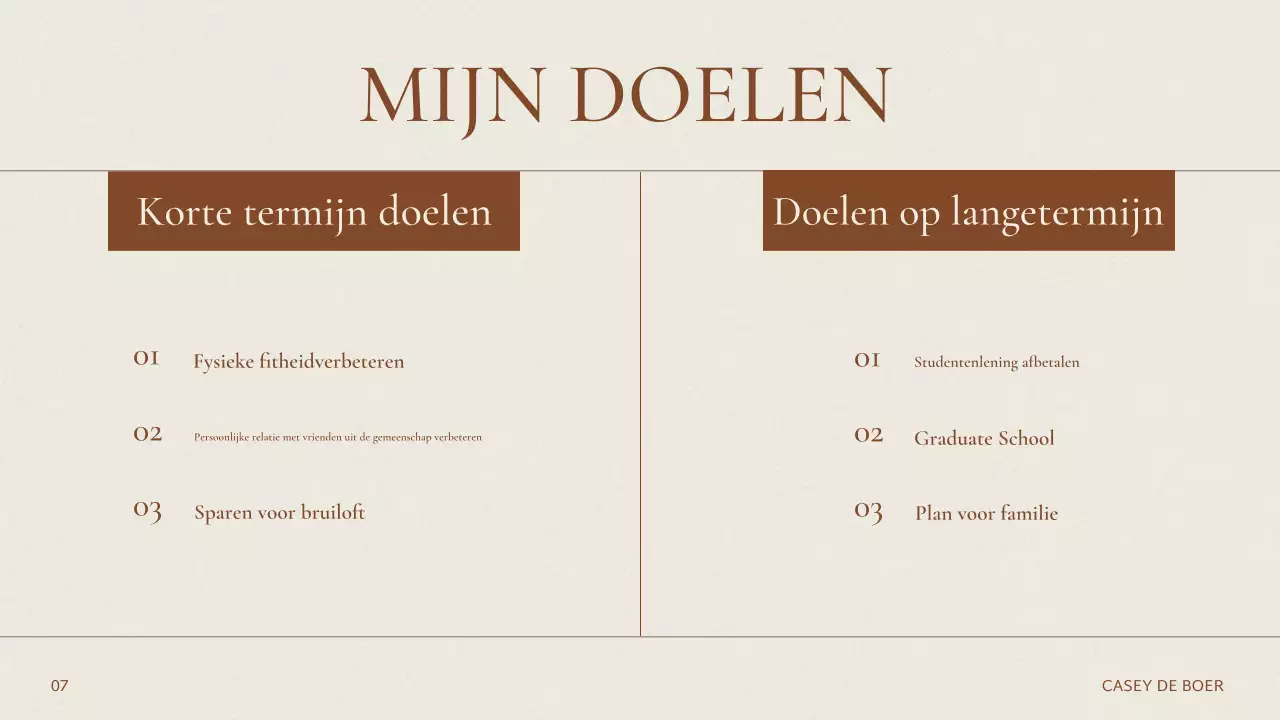 Beige Elegante Over Mij Presentatie