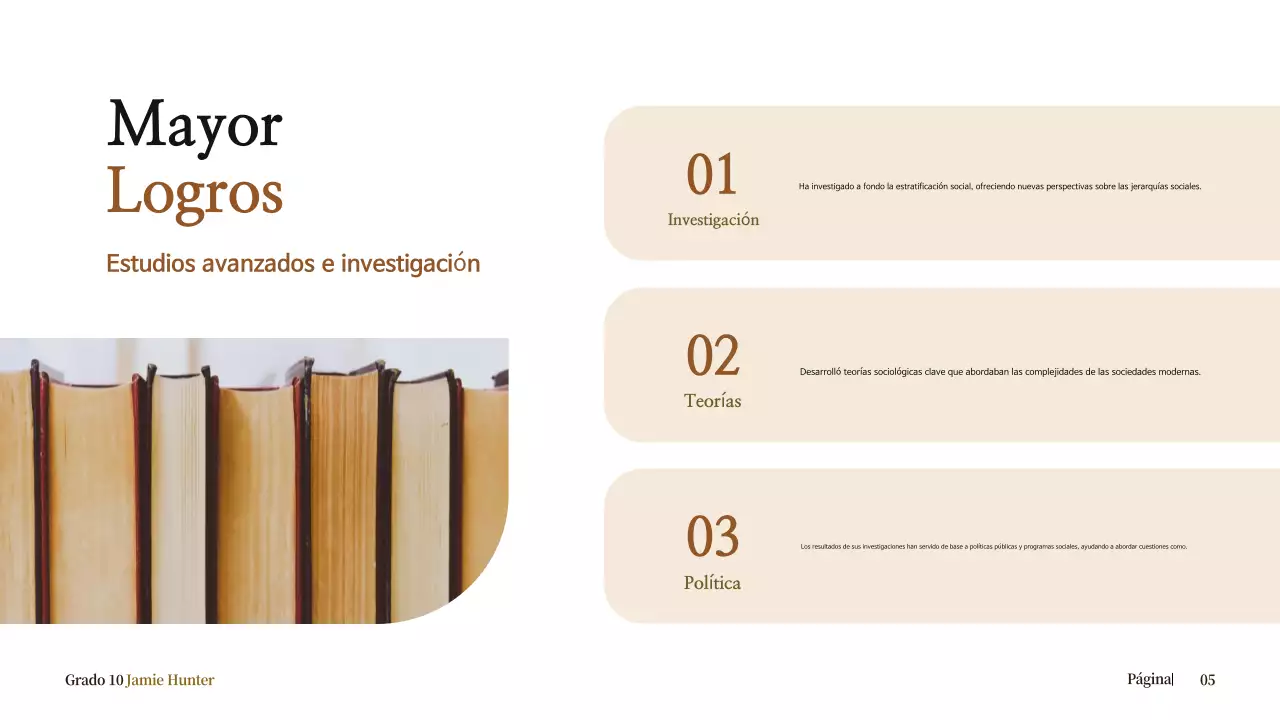 biografía clásica beige para anuncio escolar