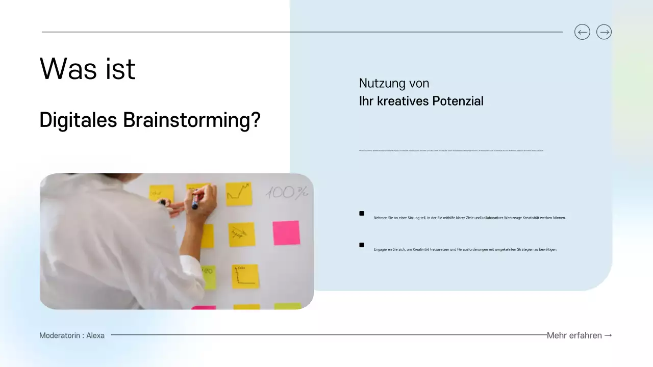 blue and green clean digital brainstorming guide