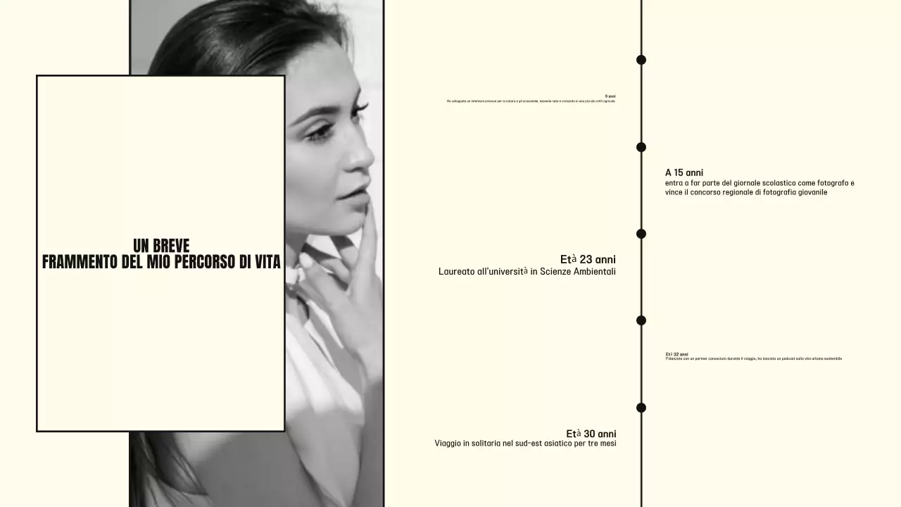 portfolio biografico minimale nero