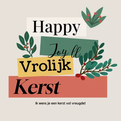 Beige gezellige kerstkaart